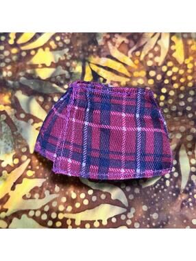 LOL OMG/Bratz Fashion Doll Replacement Accessory Clothing Magenta Plaid Skort